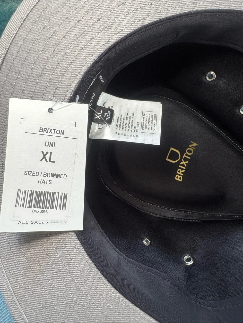 Brixton Messer X Adventure Cotton Safari Fedora Hat in Grey NWT
